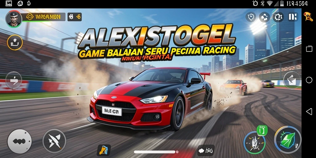 Screenshot menunjukkan aksi balapan mendebarkan dalam ALEXISTOGEL.