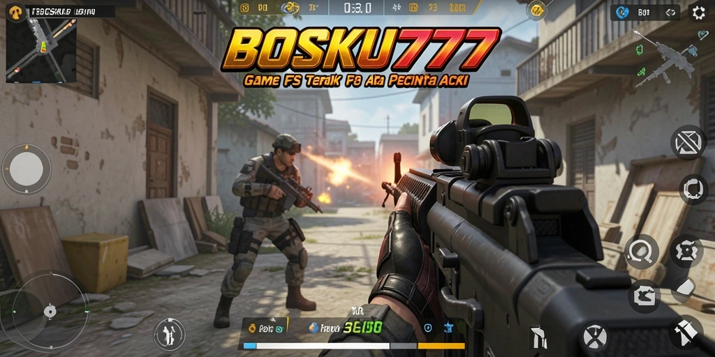 Gameplay mendebarkan dari BOSKU777 dalam aksi FPS.