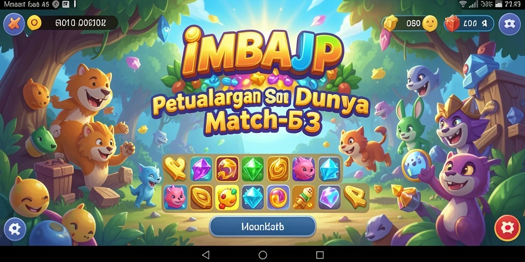 Screenshot gameplay IMBAJP menunjukkan aksi seru dan kombinasi permata.