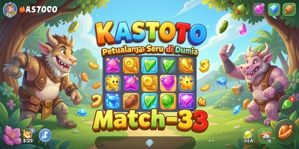 Tampilan gameplay KASTOTO dengan pengalaman match-3 yang seru.