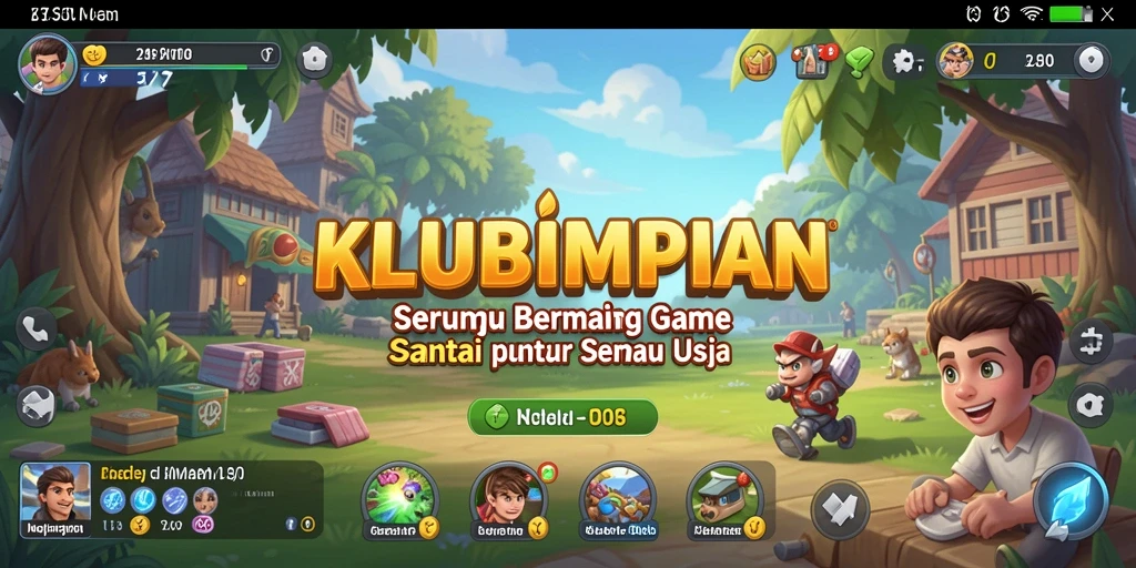 Tampilan gameplay KLUBIMPIAN dengan karakter lucu dan misi yang menantang.