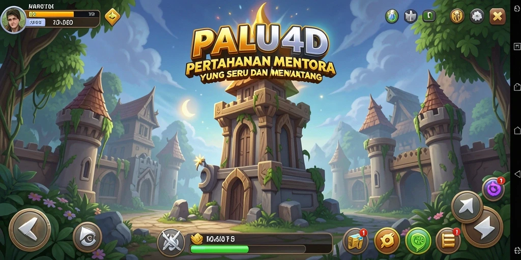 Tampilan gameplay PALU4D menampilkan menara yang strategis melawan gelombang musuh.