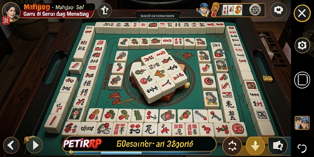 Tampilan gameplay menawan dalam PETIRRP yang penuh strategi Mahjong.