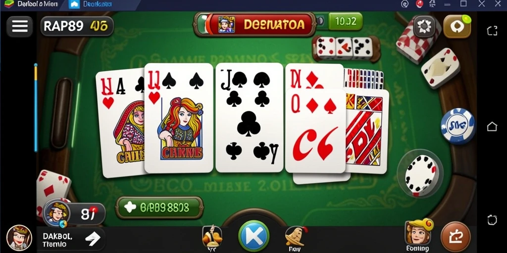 Tampilan gameplay seru dari RAP89 dengan kartu Domino.