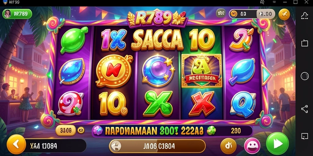 Tampilan gameplay RR789 yang menarik dan penuh warna saat bermain slot.