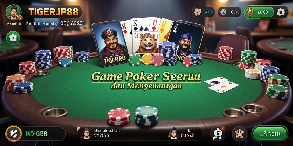 Tampilan gameplay menarik dari TIGERJP88 yang penuh strategi poker.